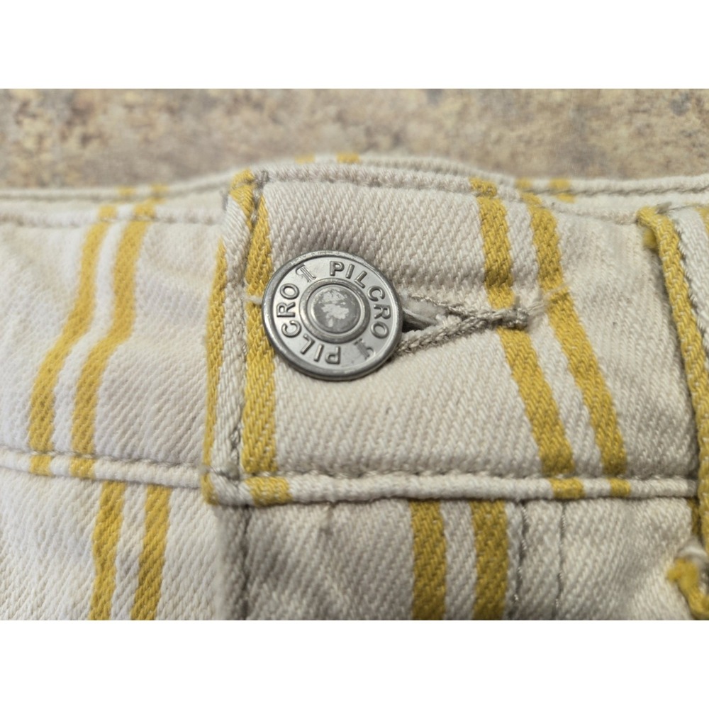 Anthropologie Pilcro Striped Denim Shorts Women's 27 High Rise Raw Frayed Hem - Picture 8 of 11